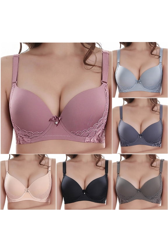 Plus Size Bralettes for Women Lightly Padded Underwire Seamless Supportive Bras Deep V Neck Full Coverage Bras E Cup Black#02 80E