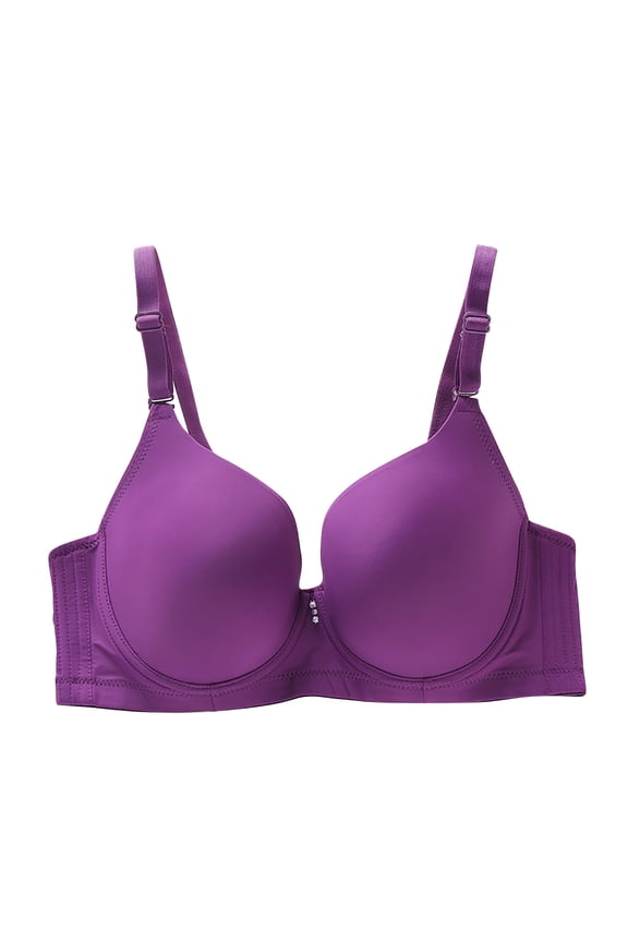Plus Size Bras for Women Comfortable Push Up Light Padded Underwire T-Shirt Bras Supportive Large Bust Back Smoothing Everyday Bras Purple#02 95C