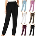 thumbnail image 1 of AHTJRT Plus Size Elastic Waist Pants for Women Straight Leg Casual Solid Color Trousers with Pockets Lighwteight Spring Summer Active Lounge Clothes Blue XXXXL, 1 of 5