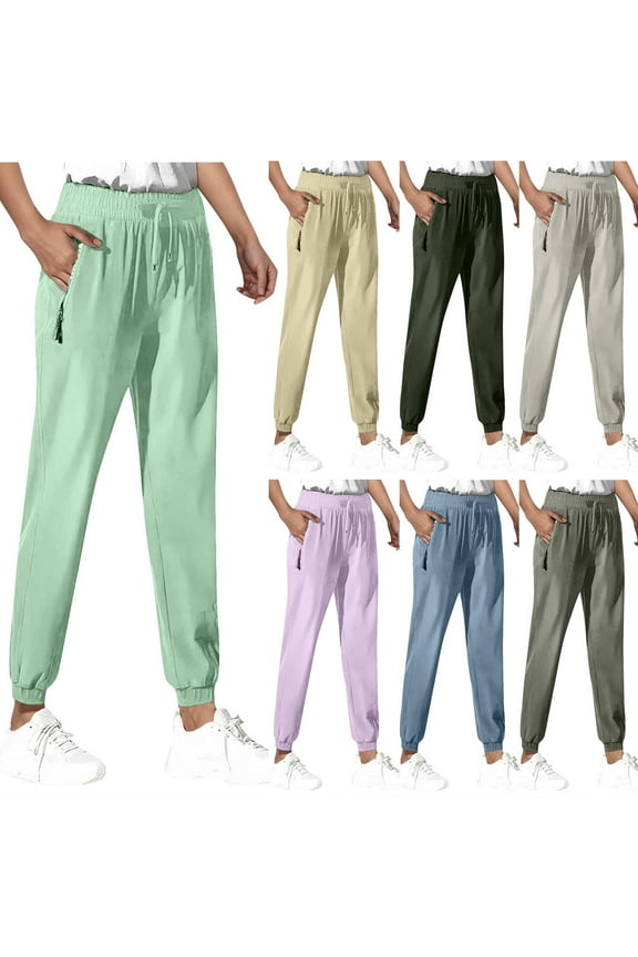 Plus Size Sweatpants for Women Elastic Waist Drawstrings Track Pants with Pockets Lightweight Breathable Spring Summer Running Jogging Trousers Pink S