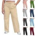 thumbnail image 1 of AHTJRT Plus Size Sweatpants for Women Drawstrings Plus Size Track Pants Workout Running Jogging Wide Leg Trousers with Pockets Khaki#01 XXXXL, 1 of 8