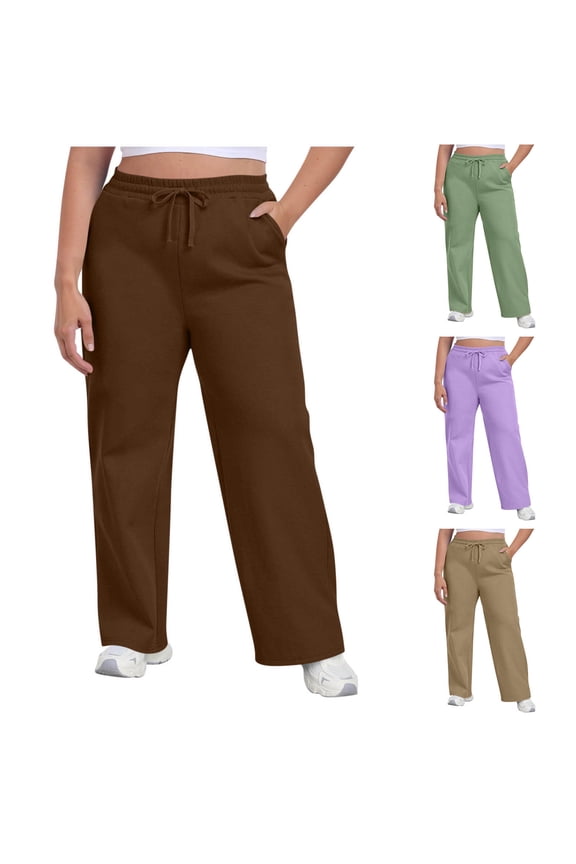 Plus Size Sweatpants for Women Drawstrings Plus Size Track Pants Workout Running Jogging Wide Leg Trousers with Pockets Purple XXXL