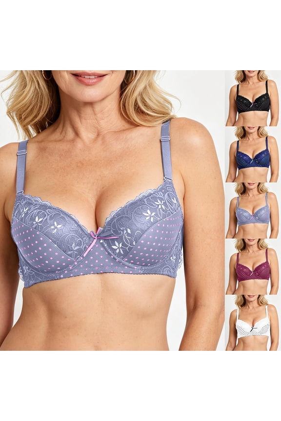 Plus Size V Neck Bras for Women Elegant Lace Trim Satin Silk Floral Print Seamless No Underwire Daily Bralettes for Large Bust Wine 95C