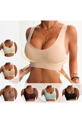 Posture Bras for Women Front Closure Push-Up Posture Corrector Bust Shaping Bra with Back Support Anti Sagging Wirefree Bras Black XL