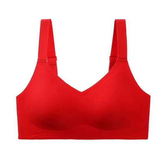 AHTJRT Push Up Bras for Women Adjustable Straps Seamless Everyday Bra Silicone Soft Supportive Comfortable Wirefree Bralettes Red XL