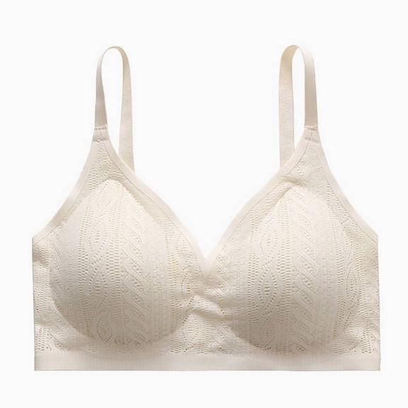 AHTJRT Push Up Bras for Women Soft Full Covergae Spaghetti Straps Bras Supportive Seamless Comfy Wirefree Bralettes White M