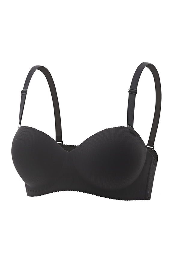 Ribbed Bralette for Women Stretchy Soft Breathable Wireless Lingeries for Small Breast Push-Up Full Coverage Bras Black 36