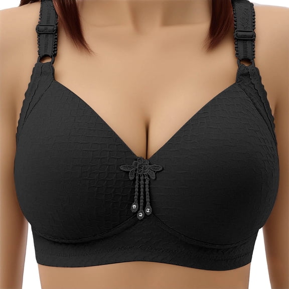 AHTJRT Seamless Bra for Women Deep V Full Coverage Bralettes with Adjustable Straps Push Up No Underwire Bras for Everyday Wear Black XXXXXL