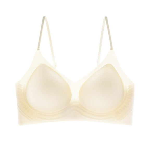 AHTJRT Seamless Bralettes for Women No Underwire Wireless Push Up Balconnete Bras Breathable Full Coverage Spaghetti Straps Bras White L