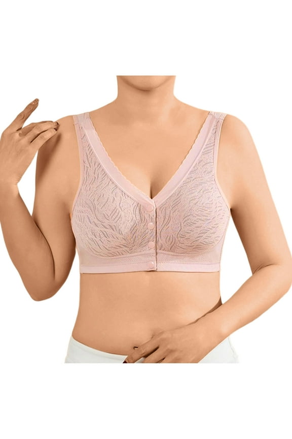 Seamless Front Closure Bras for Women Comfy Wireless Ice Silk Racerbacks Bralettes Convenient Post-Surgery Mastecomy Bras Plus Size Pink L