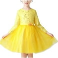 thumbnail image 1 of AHTJRT Sequin Dress for Girls Sleeveless Shiny Sparkly Tulle Dresses Prom Wedding Party Dancing Birthday Daughter Dress Yellow 4-5 Years, 1 of 8