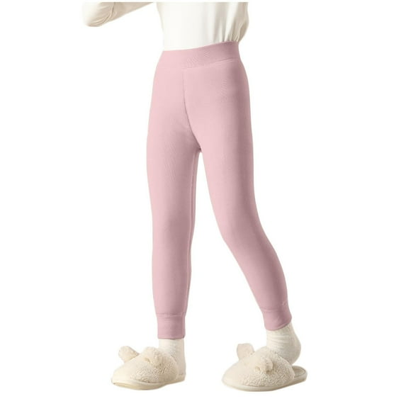 AHTJRT Sherpa Fleece Lined Leggings for Girls Tummy Control High Waisted Underwear Pants Stretchy Soft Loungewear Base Layer Pink 3-4 Years