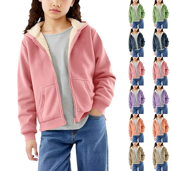 AHTJRT Sherpa Lined Jacket for Kids Full Zip Warm Fleece Shacket with Pockets Comfort Lightweight Fall Spring Casual Athleisure Outerwear Coats Khaki 6-7 Years