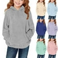 thumbnail image 1 of AHTJRT Sherpa Sweatshirt for Girls Thermal Fuzzy Double Fleece Lined Hooded Tops with Kangaroo Pocket Solid Fashion Fall Winter Outdoor Pullover Light Blue 4-5 Years, 1 of 10