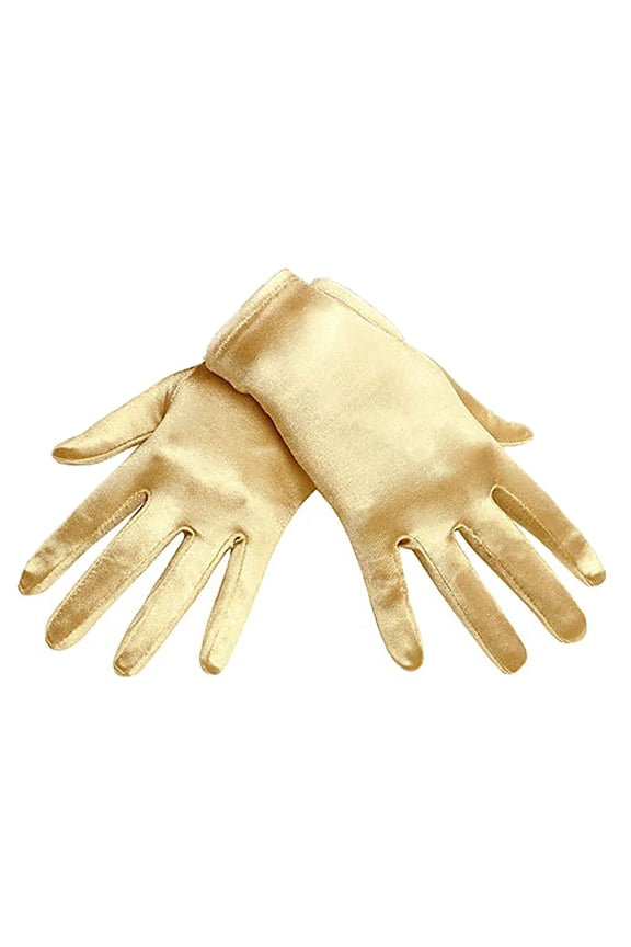 Short Satin Gloves for Women Silk Tea Party Gloves Opera Party Wedding Festival Banquet 20s Flapper Costume Accessories Yellow Free Size