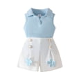 thumbnail image 1 of AHTJRT Skirt Set for Girls Cute Fall Spring Matching Set Ribbed Knit Sleeveless Sweater and Skirt Skorts Outfit 2 Pieces Set Blue 0-1 Years, 1 of 9