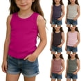 thumbnail image 1 of AHTJRT Sleeveless Tank Tops for Girls Ribbed Crewneck Racerbacks Tops Summer Sporty Athletic Workout Running Gym Pink 3-4 Years, 1 of 9