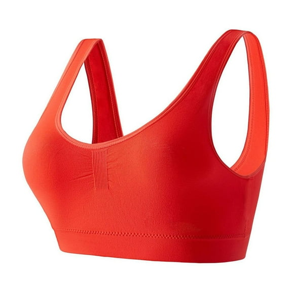 AHTJRT Sports Bras for Women Crop Tank Tops Solid Comfy T Shirts Bralettes High Impact Casual Workout Fitness Yoga Tops Orange L