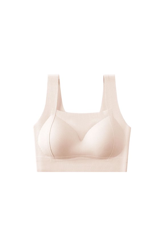 Square Neck Bras for Women Ribbed Knit Comfy Soft Stretch Smooth Bralettes Full Coverage Unlined Cropped Lingerie Tops Pink XXL