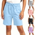 thumbnail image 1 of AHTJRT Stretch Cotton Bermuda Shorts for Boys Girls Drawstring Waisted Comfort Loose Fit Summer Athletic Running Yoga Shorts with Pockets Blue 2-3 Years, 1 of 6
