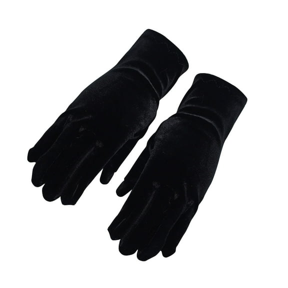 AHTJRT Stretch Velvet Gloves for Women Winter Thermal Satin Fleece Lined Ribbed Gloves Cold Weather Party Cosplay Costume Accessories Black Free Size