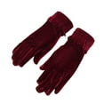 thumbnail image 1 of AHTJRT Stretch Velvet Gloves for Women Winter Thermal Satin Fleece Lined Ribbed Gloves Cold Weather Party Cosplay Costume Accessories Wine Free Size, 1 of 3