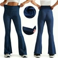 thumbnail image 1 of AHTJRT Stretchy Jeans for Women Elastic High Waisted Bell Bottoms Fashion Spring Workout Street Flared Trousers with 2 Back Pockets Dark Blue XXL, 1 of 10