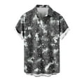 thumbnail image 1 of AHTJRT Stylish Men's Camouflage Print Button Down Short Sleeve Shirt Black 3XL, 1 of 4