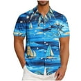thumbnail image 1 of AHTJRT Stylish Men's Camouflage Print Button Down Short Sleeve Shirt Blue 2XL, 1 of 5