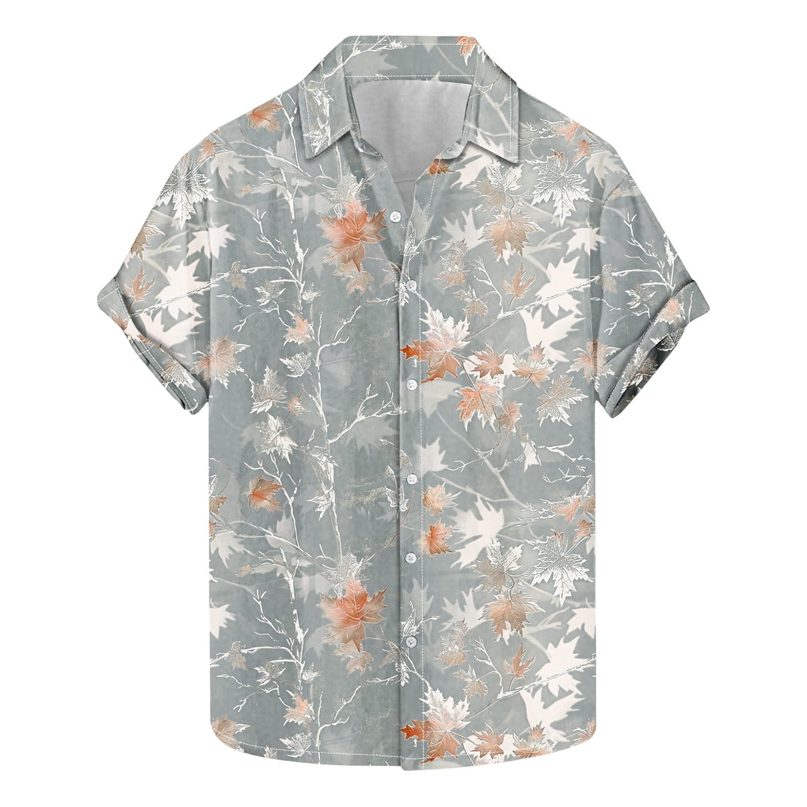 Grey Camouflage Print Men's Short Sleeve Shirt