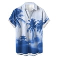 thumbnail image 1 of AHTJRT Stylish Men's Camouflage Print Button Down Short Sleeve Shirt Blue 3XL, 1 of 3