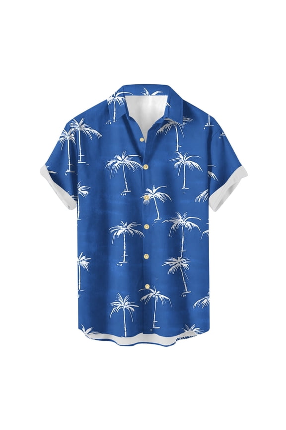 Stylish Men's Camouflage Print Button Down Short Sleeve Shirt Blue 3XL