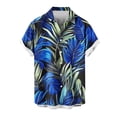 thumbnail image 1 of AHTJRT Stylish Men's Camouflage Print Button Down Short Sleeve Shirt Blue 4XL, 1 of 4