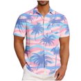 thumbnail image 1 of AHTJRT Stylish Men's Camouflage Print Button Down Short Sleeve Shirt Blue S, 1 of 5