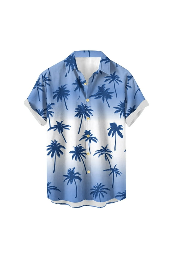 Stylish Men's Camouflage Print Button Down Short Sleeve Shirt Blue XL