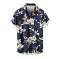 thumbnail image 1 of AHTJRT Stylish Men's Camouflage Print Button Down Short Sleeve Shirt Dark Blue L, 1 of 4