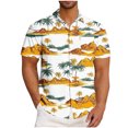 thumbnail image 1 of AHTJRT Stylish Men's Camouflage Print Button Down Short Sleeve Shirt Gold 4XL, 1 of 5