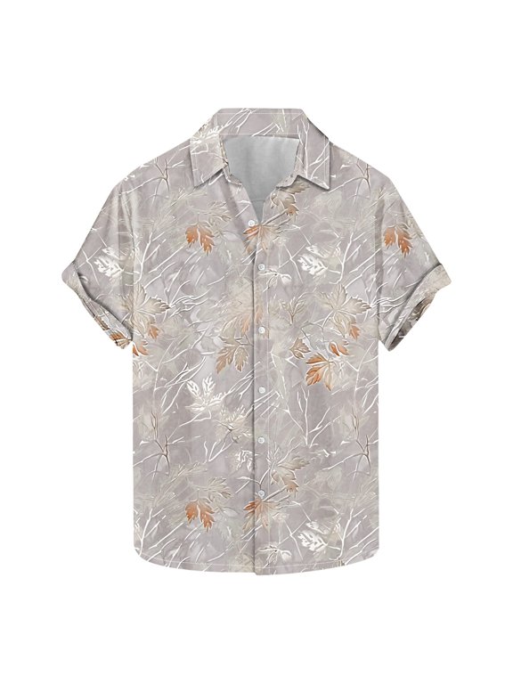 Stylish Men's Camouflage Print Button Down Short Sleeve Shirt Gray S