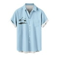 thumbnail image 1 of AHTJRT Stylish Men's Camouflage Print Button Down Short Sleeve Shirt Light Blue L, 1 of 4