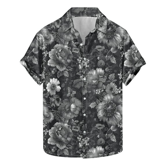 AHTJRT Stylish Men's Camouflage Print Button Down Short Sleeve Shirt Multicolor 3XL