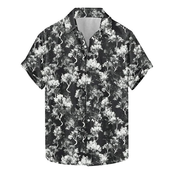 AHTJRT Stylish Men's Camouflage Print Button Down Short Sleeve Shirt Multicolor 3XL