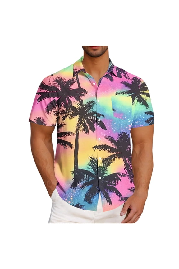Stylish Men's Camouflage Print Button Down Short Sleeve Shirt Multicolor L
