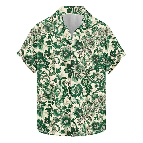 AHTJRT Stylish Men's Camouflage Print Button Down Short Sleeve Shirt Multicolor L