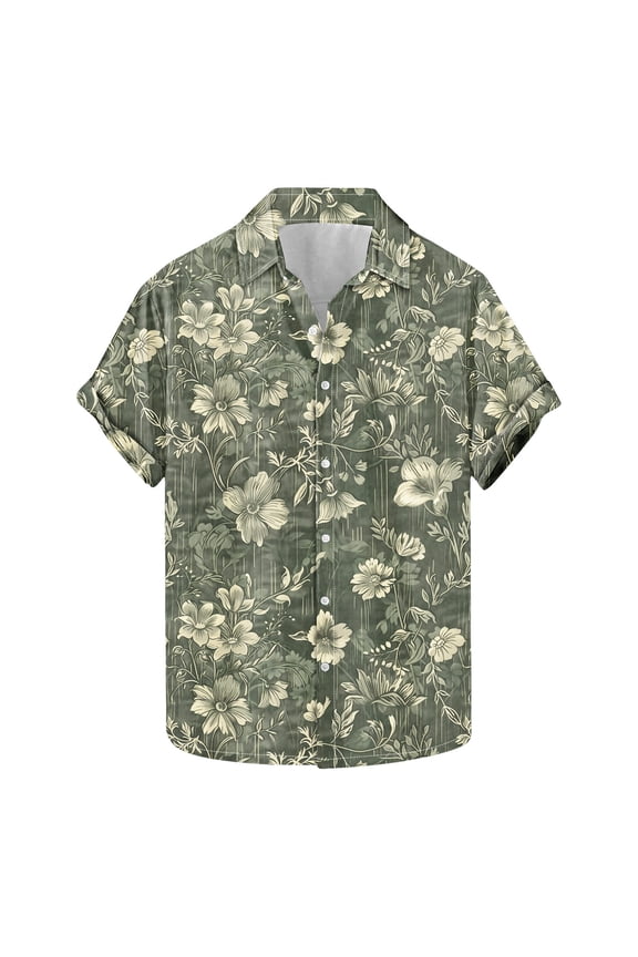 Stylish Men's Camouflage Print Button Down Short Sleeve Shirt Multicolor L