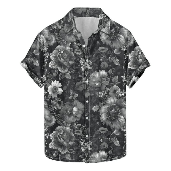 AHTJRT Stylish Men's Camouflage Print Button Down Short Sleeve Shirt Multicolor S