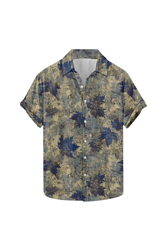 Stylish Men's Camouflage Print Button Down Short Sleeve Shirt Multicolor S