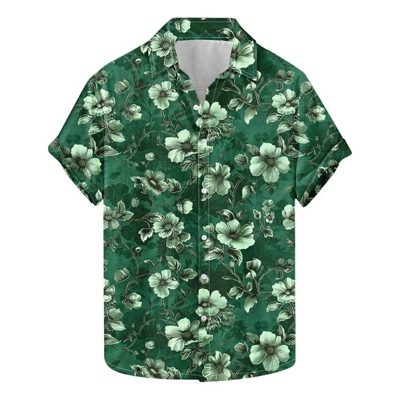 AHTJRT Stylish Men's Camouflage Print Button Down Short Sleeve Shirt Multicolor XL