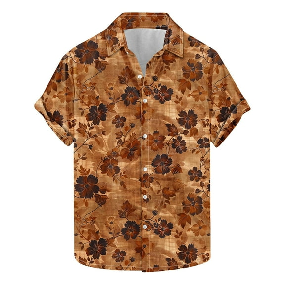 AHTJRT Stylish Men's Camouflage Print Button Down Short Sleeve Shirt Multicolor XL