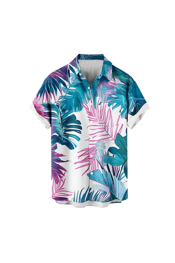Stylish Men's Camouflage Print Button Down Short Sleeve Shirt Navy 4XL