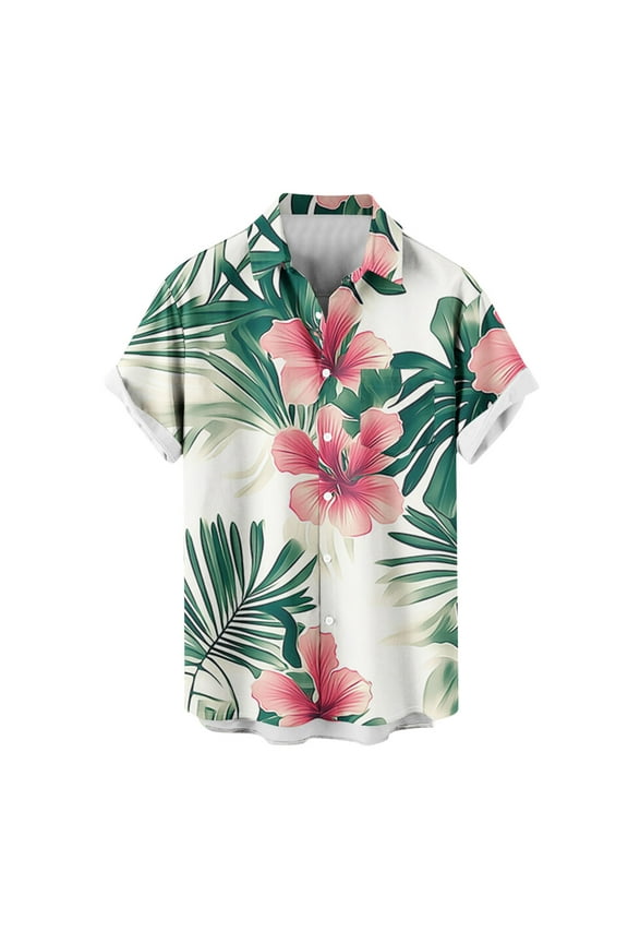 Stylish Men's Camouflage Print Button Down Short Sleeve Shirt White 5XL